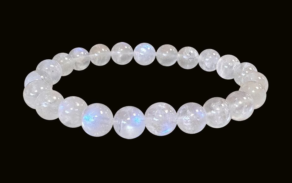 Bracelet pierre de Lune Blanche Peristerite AA perles 7-8mm