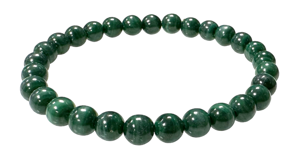 Armband aus dunklem Malachit, AA-Perlen, 6,5–7,5 mm