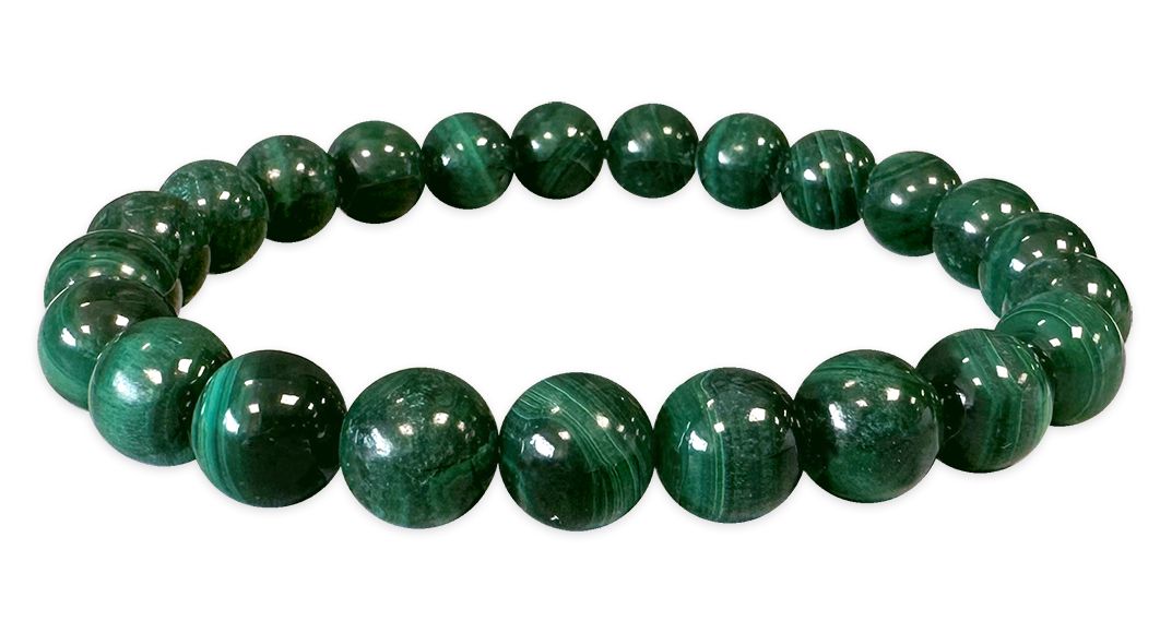 Bracelet Malachite AA Foncée perles 7.5-8.5mm