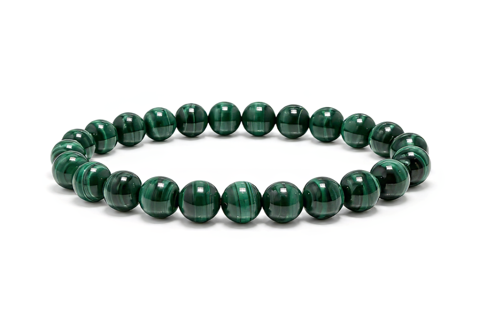 Bracelet Malachite Foncée AA Perles 7-8 mm