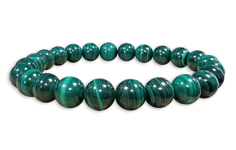 Bracelet Malachite Foncée AA perles 8mm