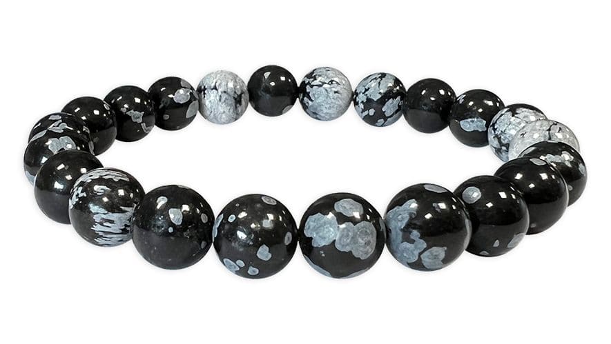 Armband Schneeflocke Obsidian Perle 6mm