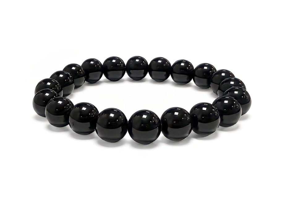 Bracelet Obsidienne Noire A perles 10mm chez Arabesk