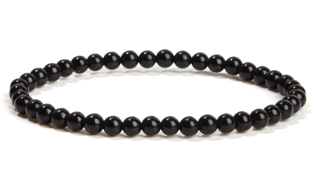 Bracelet perles Obsidienne noire A 4mm