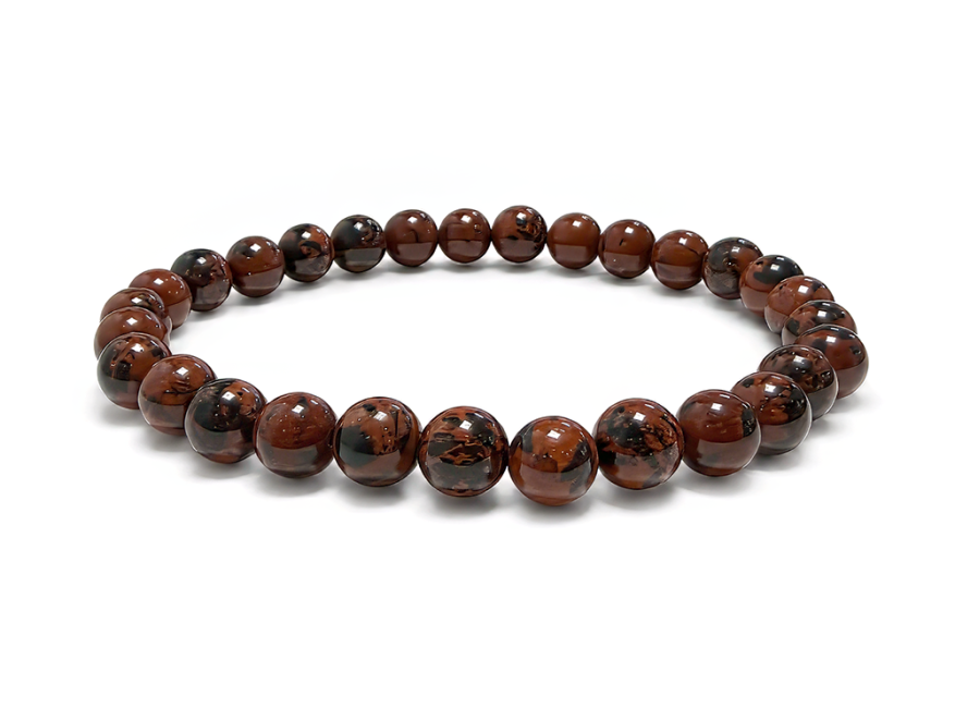 Bracelet Obsidienne Acajou A perles 6mm chez Arabesk