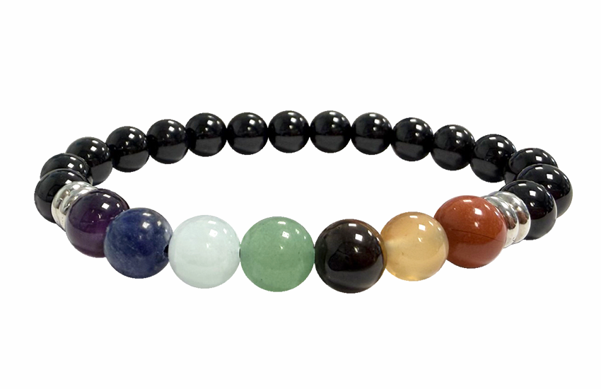 Bracelet Onyx 7 chakras A perles 8mm