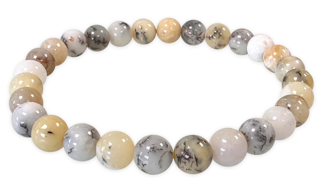 Opal-Dendriten-Armband mit 6-7mm Perlen