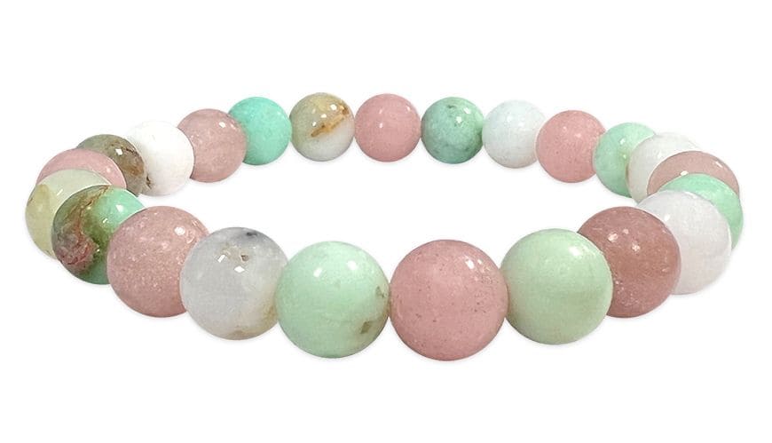 Bracelet Opale rose & Chrysoprase AA perles 8mm