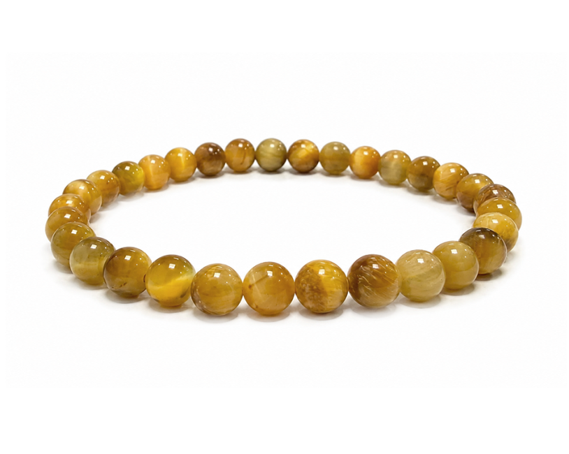 Bracelet Œil de Tigre Doré AA Perles 6mm