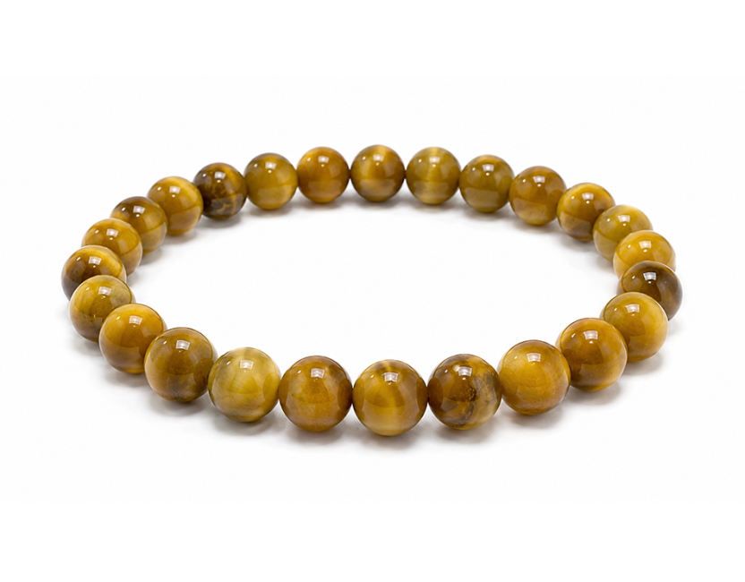 Bracelet Œil de Tigre Doré AA Perles 8mm