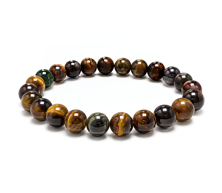 Bracelet Œil de Tigre Multicolore A Perles 8mm chez Arabesk