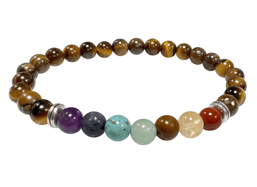 Bracelet Œil de Tigre 7 chakras A perles 6mm