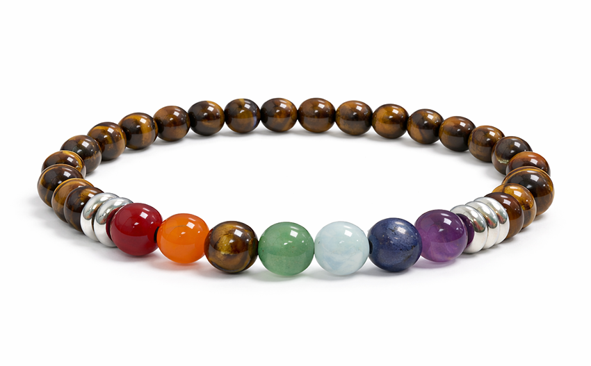 Bracelet Œil de Tigre 7 chakras A perles 6mm
