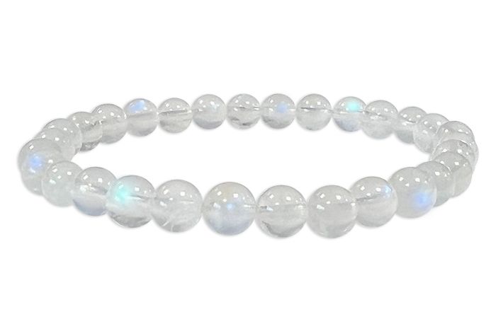 Bracelet pierre de Lune Blanche Peristerite AAA perles 6mm