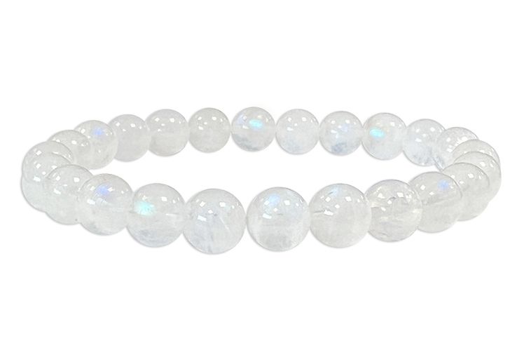 Bracelet pierre de Lune Blanche Peristerite AAA perles 8mm