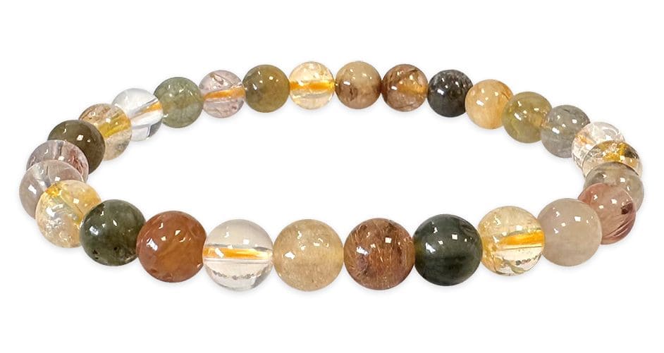 Bracelet Quartz rutile multicolore A perles 6mm