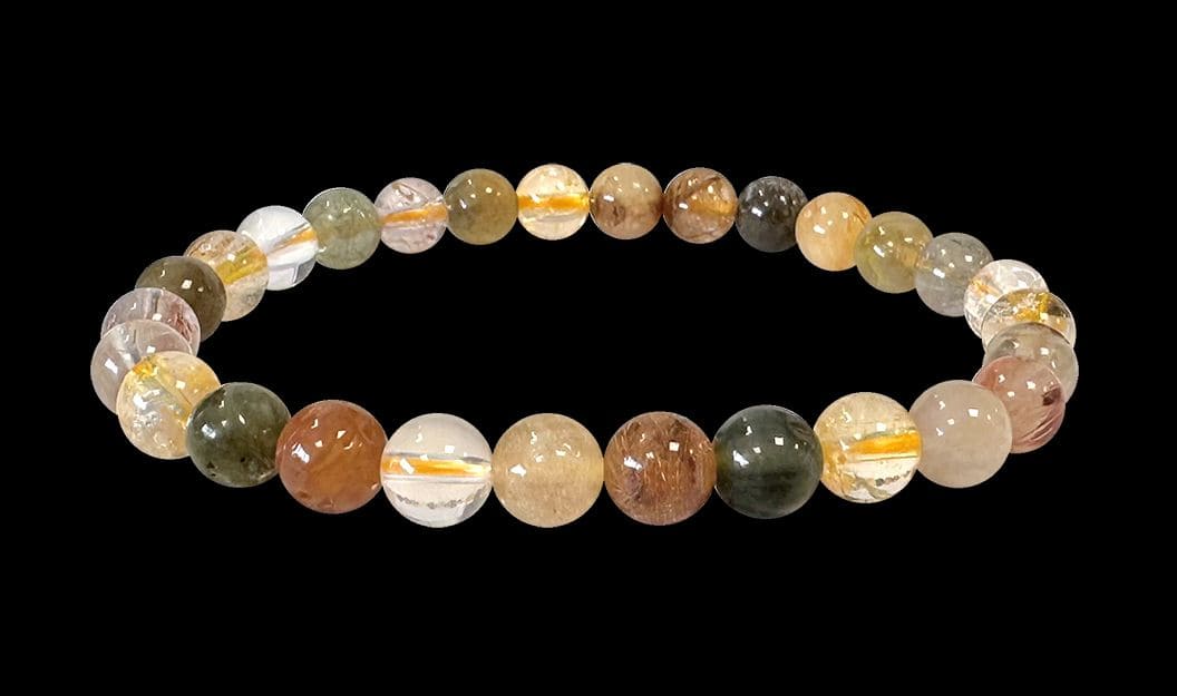 Bracelet Quartz rutile multicolore A perles 6mm