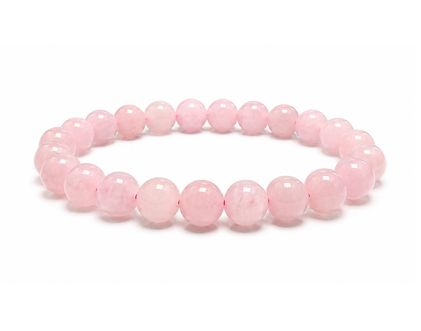 Bracelet Quartz Rose AB perles 8mm