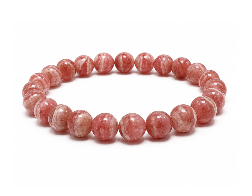 Bracelet Rhodochrosite Argentine AAAA perles 7.5-8.5mm