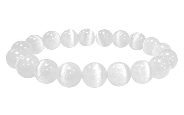 Bracelet Sélenite Oeil de Chat AA perles 10mm chez Arabesk
