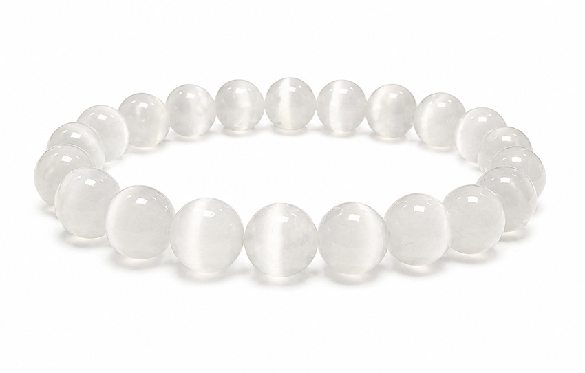 Bracelet Sélenite Œil de Chat A perles 10mm