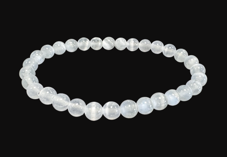 Bracelet Sélenite Oeil de Chat AA perles 6mm