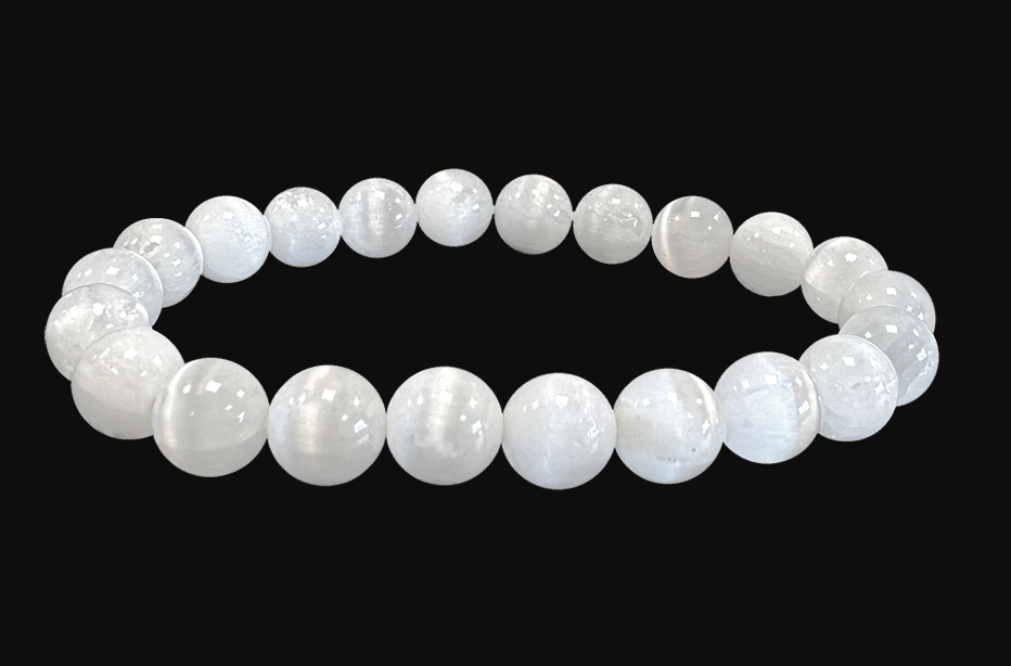 Bracelet Sélenite Oeil de Chat AA perles 8mm
