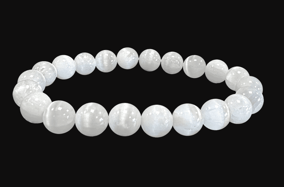 Bracelet Sélenite Oeil de Chat AA perles 8mm chez Arabesk