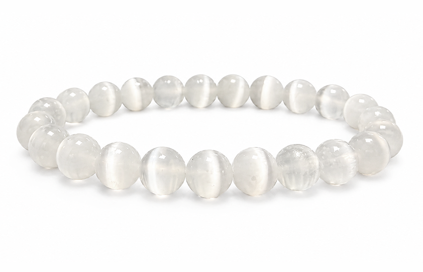Bracelet Sélenite Œil de Chat AA perles 8mm