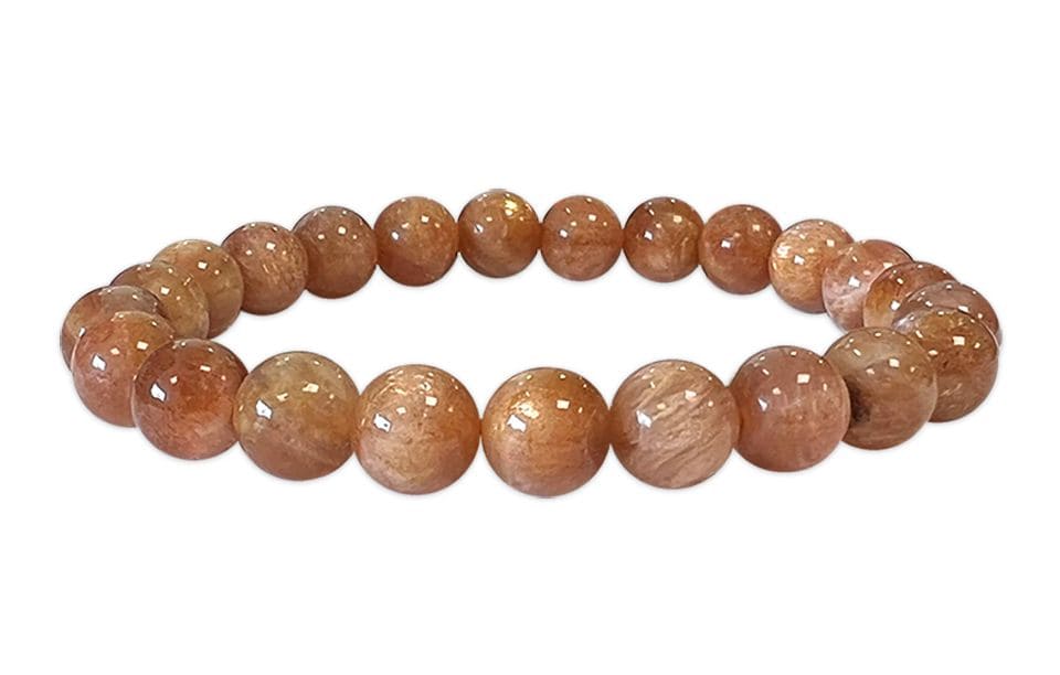 Bracelet Pierre de Soleil Doré AA perles 8mm chez Arabesk