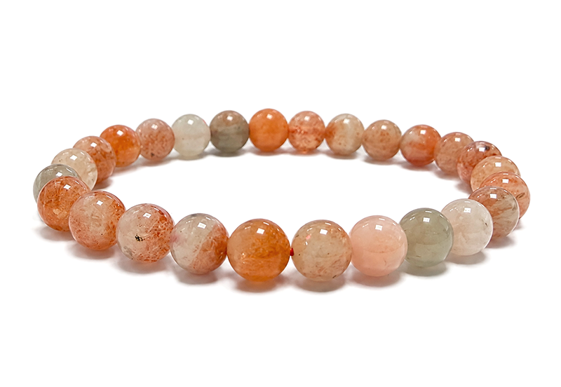Bracelet Pierre de Soleil Cuivrée aux Inclusions Hématoïdes AA perles 7-8mm chez Arabesk