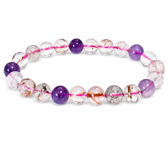 Bracelet en Super Seven AA  Quartz à Inclusions  Perles 8–9 mm