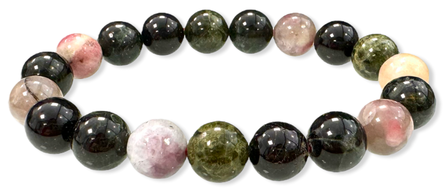 Turmalin-Armband, mehrfarbige A-Perlen, 10 mm