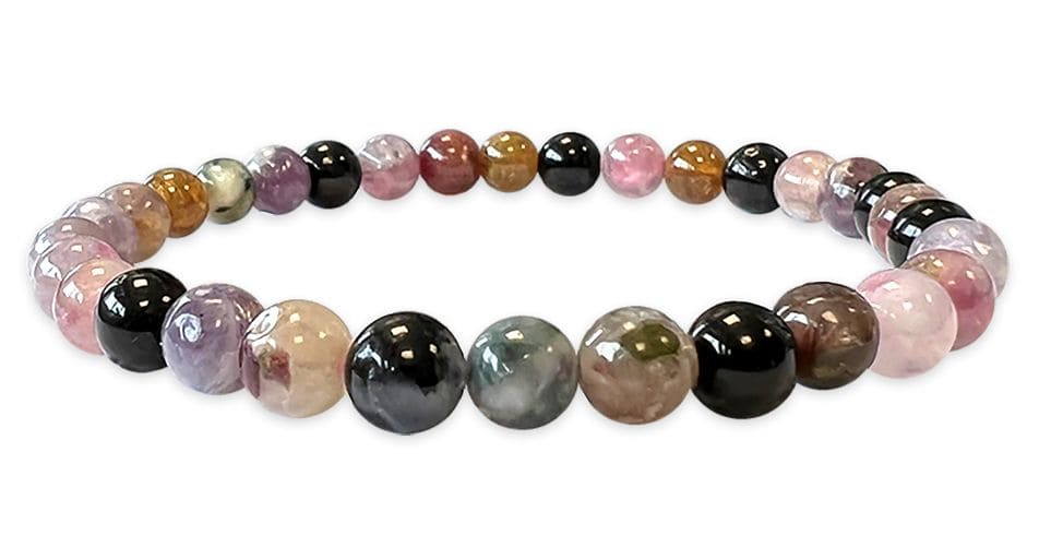 Bracelet Tourmaline multicolore A perles 6mm