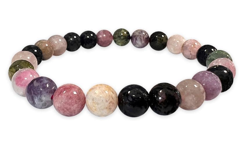 Bracelet tourmaline multicolor AA perles 7mm