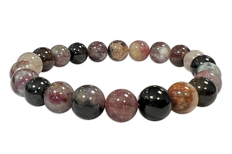 Bracelet tourmaline multicolor A perles 8mm
