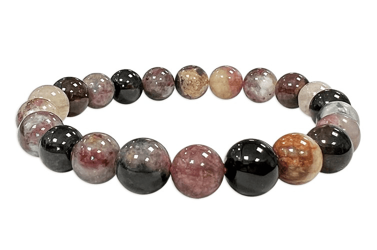 Bracelet tourmaline multicolor A perles 8mm