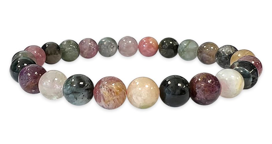 Bracelet tourmaline multicolor AA perles 7.5-8.5mm