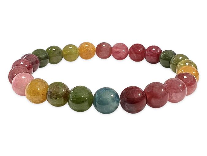 Bracelet tourmaline multicolor AAA perles 7.5-8.5mm