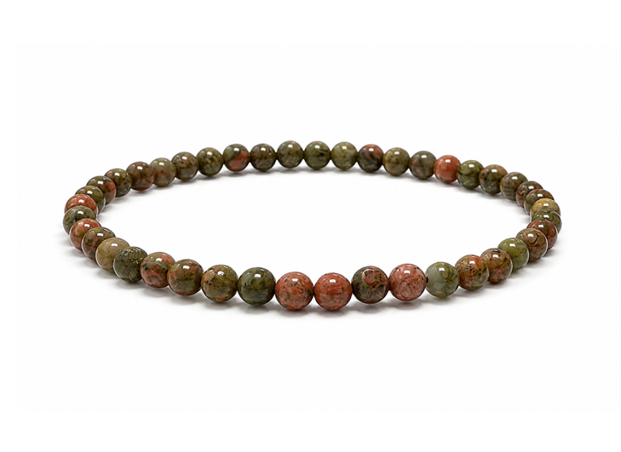 Bracelet Unakite A perles 4mm chez Arabesk
