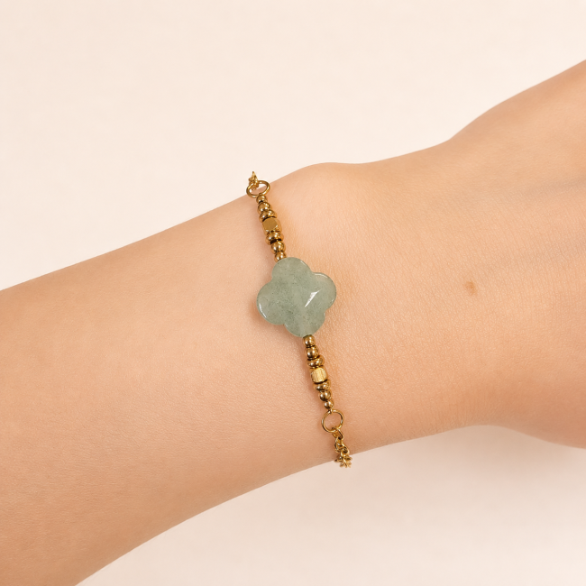 Bracelet Chance en Aventurine Verte A – Trèfle chez Arabesk