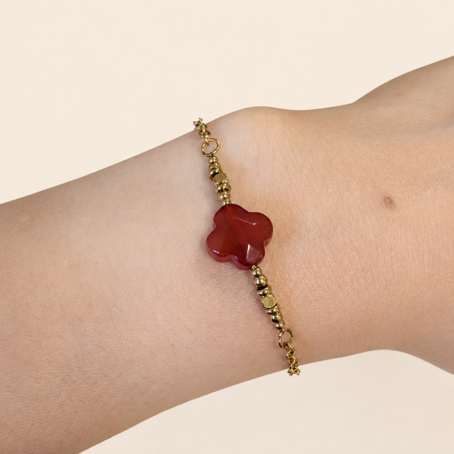 Bracelet Chance en Cornaline A – Trèfle
