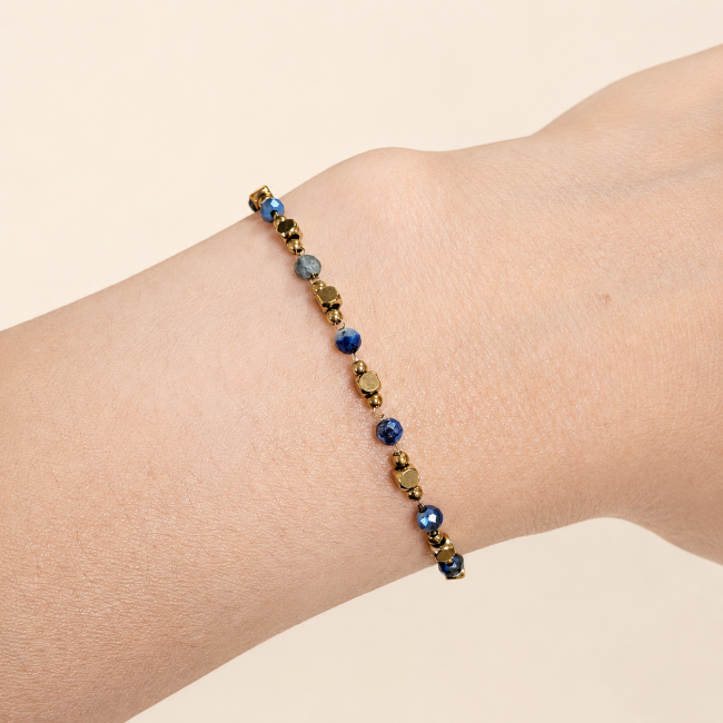 Bracelet Énergie en Lapis-Lazuli A – Perles Dorées chez Arabesk