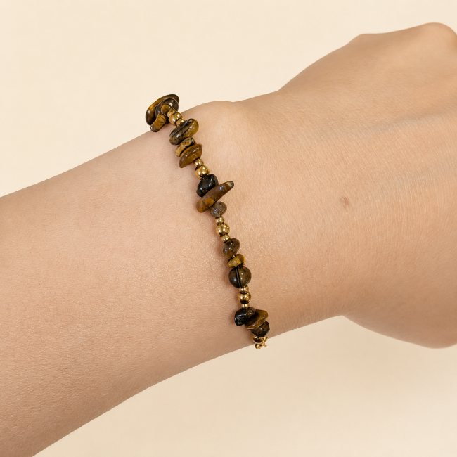 Bracelet Énergie en Œil de Tigre A – Éclats de Pierre chez Arabesk