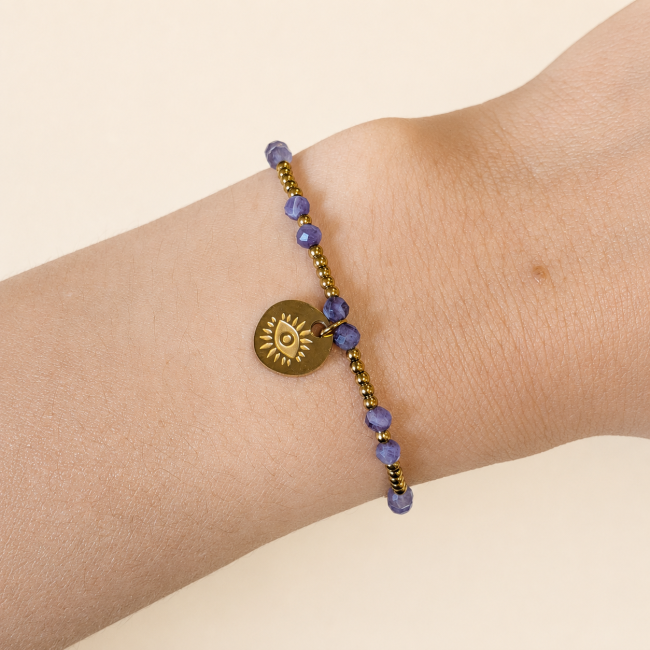 Bracelet Protection en Améthyste A+ – Œil Protecteur chez Arabesk