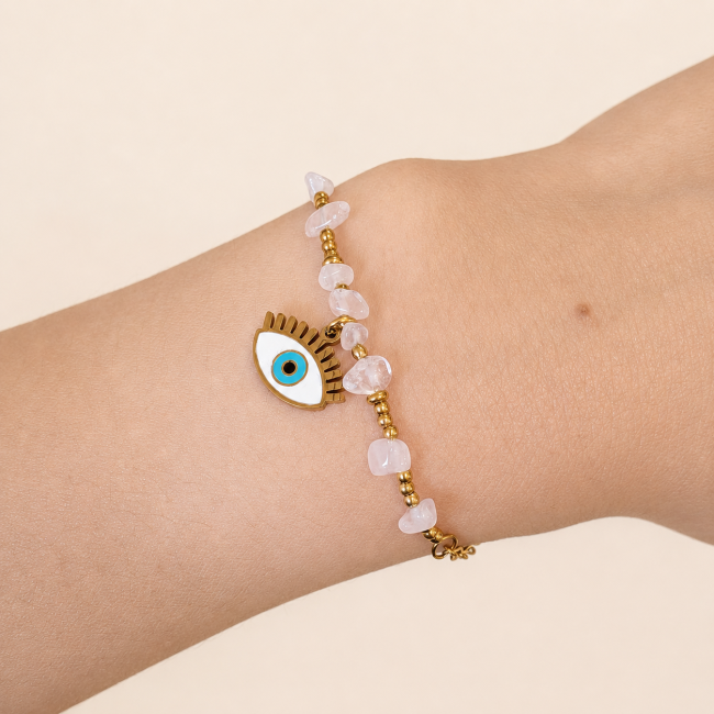 Bracelet Protection en Cristal de Roche A – Mauvais Œil chez Arabesk