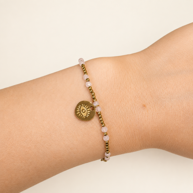 Bracelet Protection en Quartz Rose A – Œil Protecteur chez Arabesk