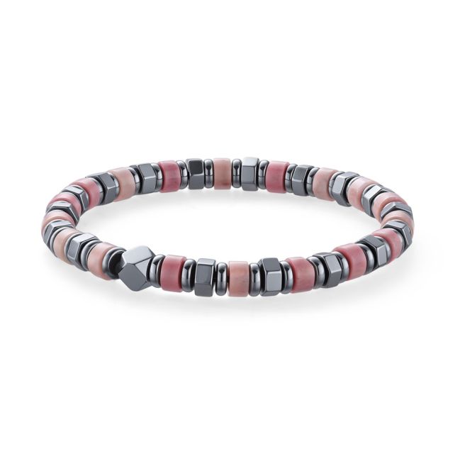 Bracelet Rhodonite, Hématite perles 6 X 3 mm