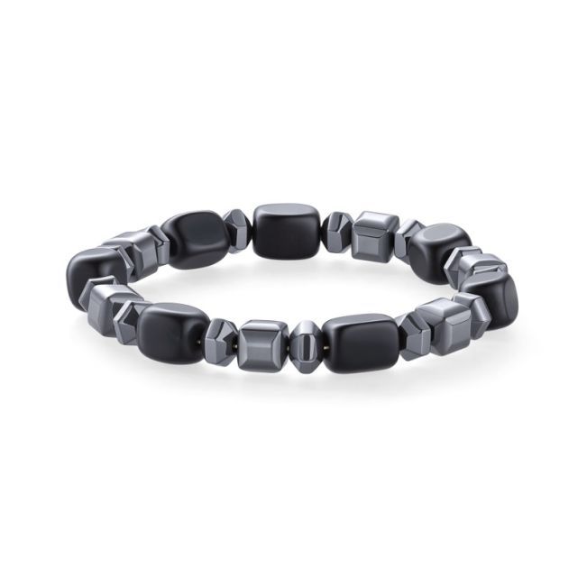 Bracelet Obsidienne Noire & Hématite A perles 8mm