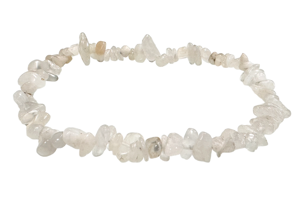 Weißes Peristerit-Mondstein-Armband A, Splitter 3–5 mm, 18 cm